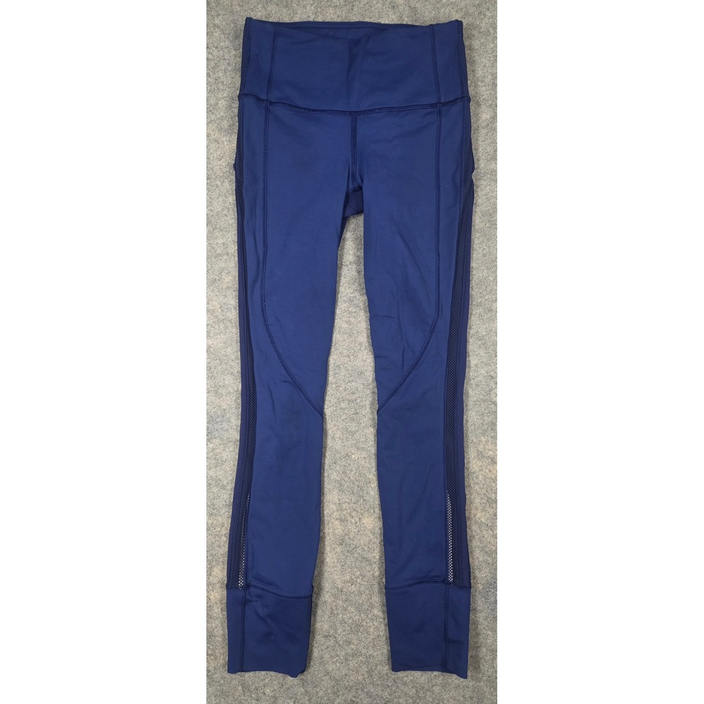 Lululemon Beat The Heat Royal Blue Mesh Running Leggings Size 2